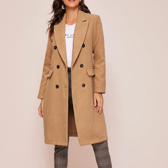 Bellanblue Jackets & Blazers - Camel Tan Button up Trench Pea Coat Minimalist